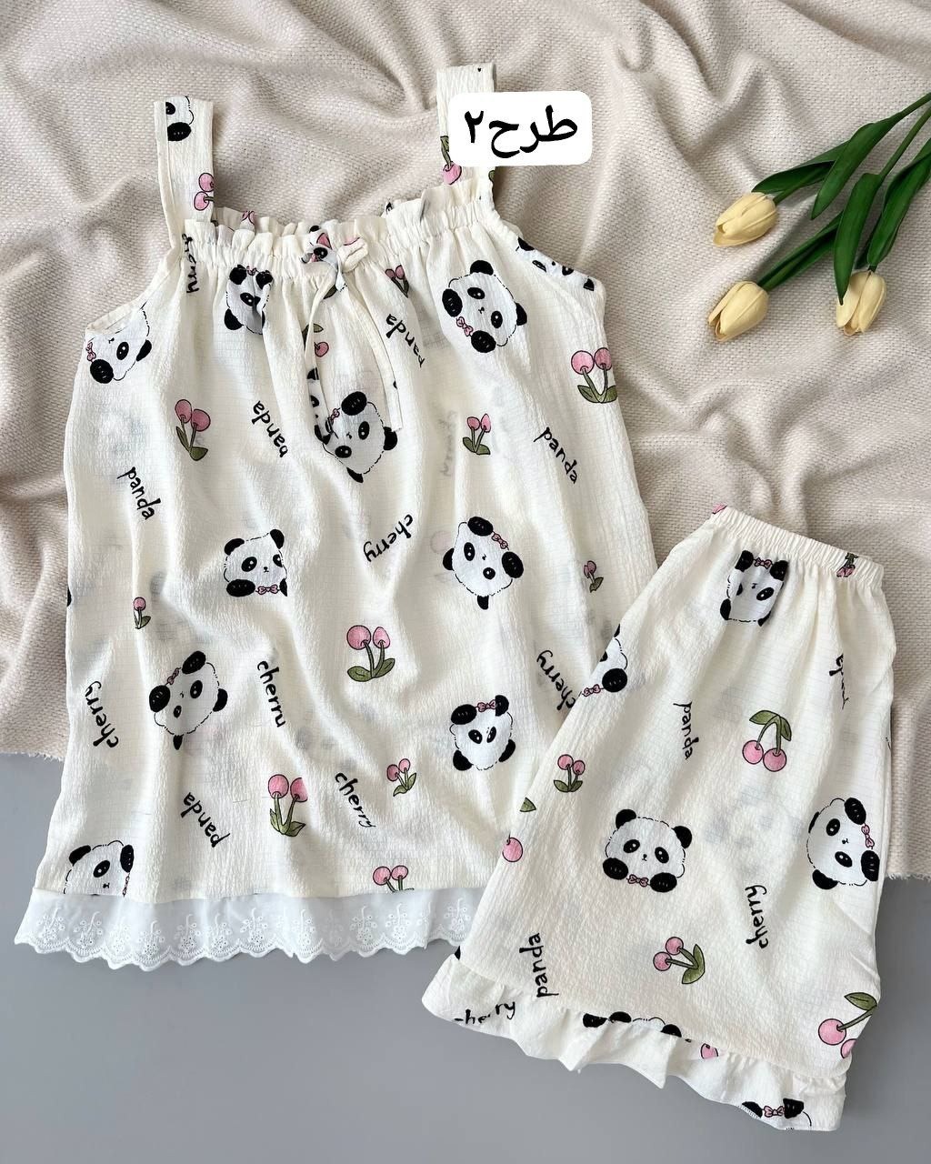 ست تاپ پایین خامه دوزی و شلوارک کد 5017