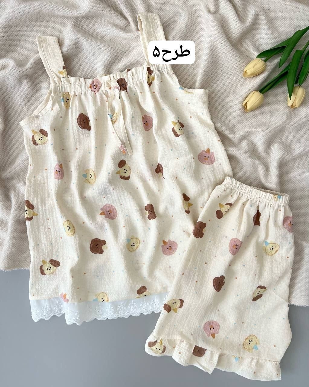 ست تاپ پایین خامه دوزی و شلوارک کد 5017