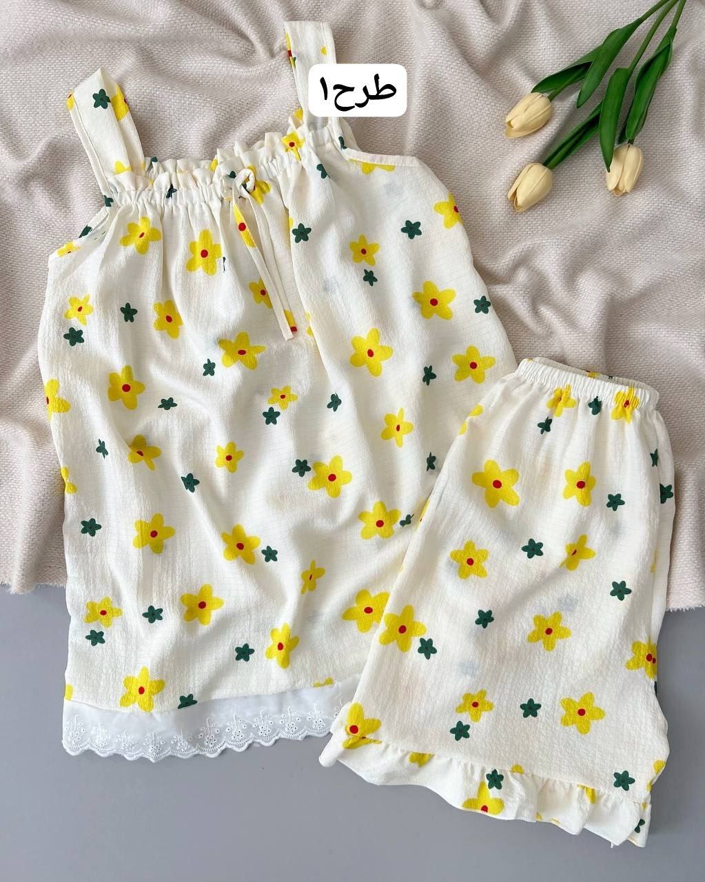 ست تاپ پایین خامه دوزی و شلوارک کد 5017