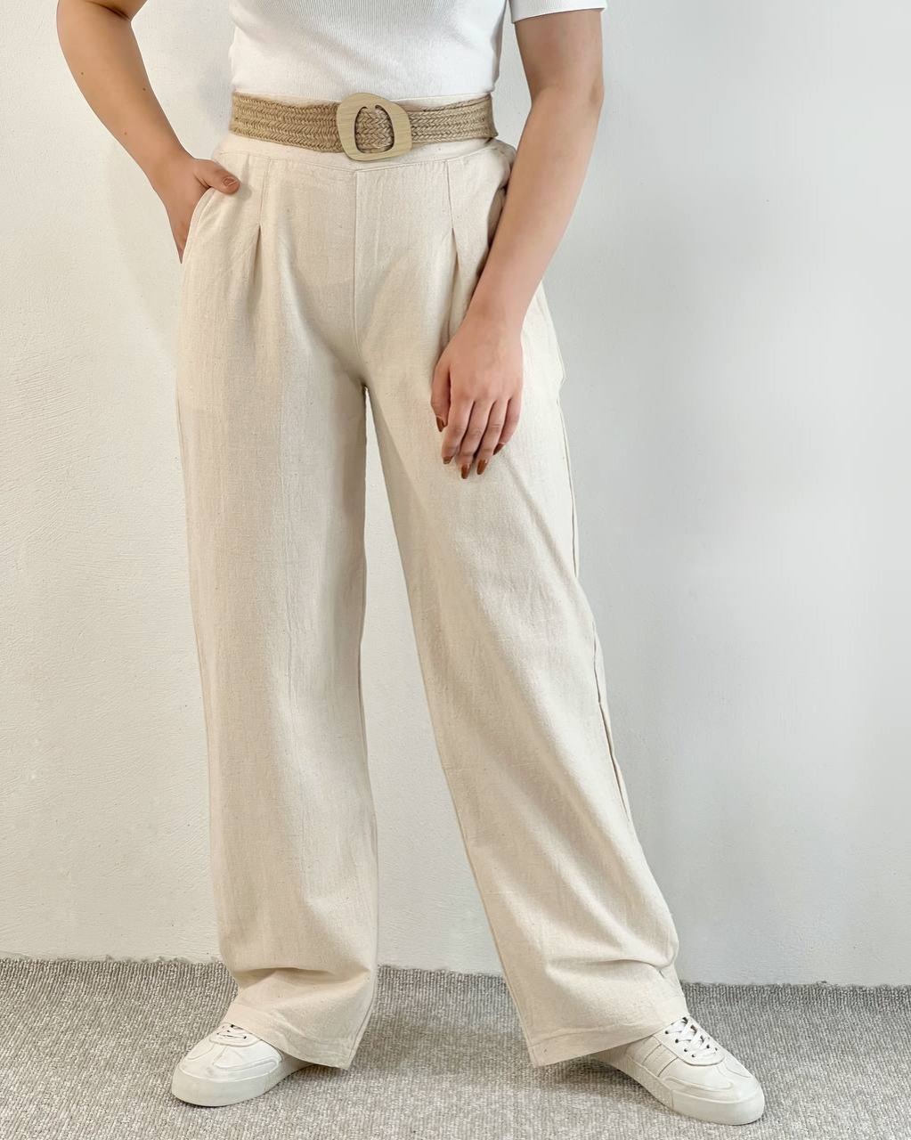 شلوار لینن نیم بگ کد 5025