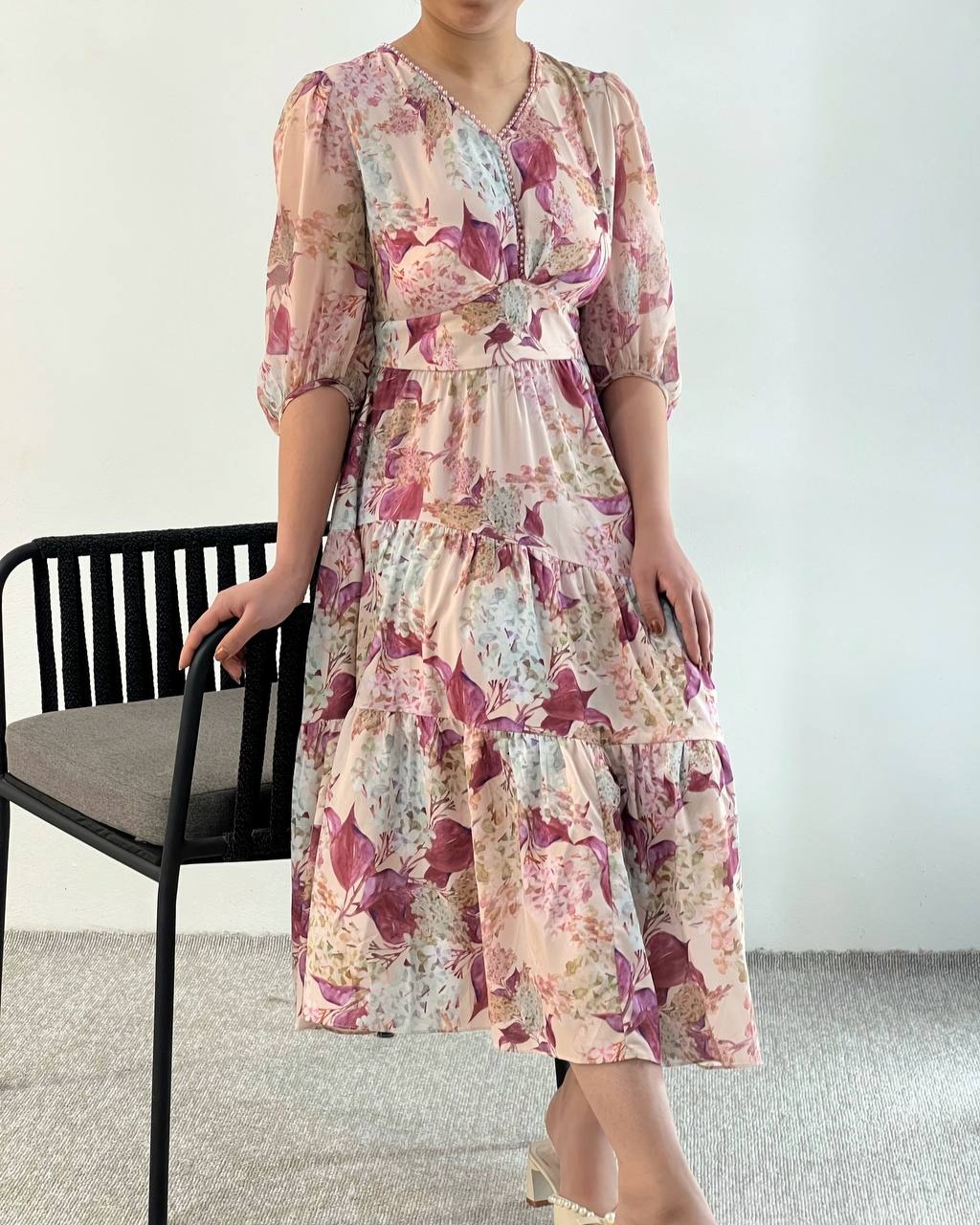 پیراهن حریر آستردار کد 5027