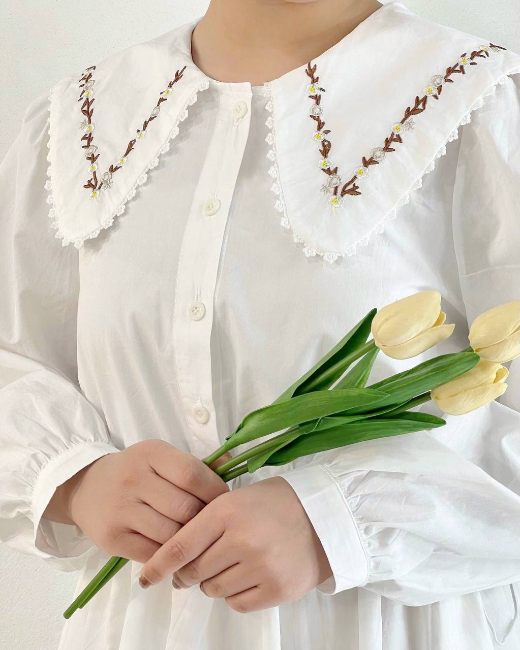 پیراهن کمر چین یقه گلدوزی کد 4550