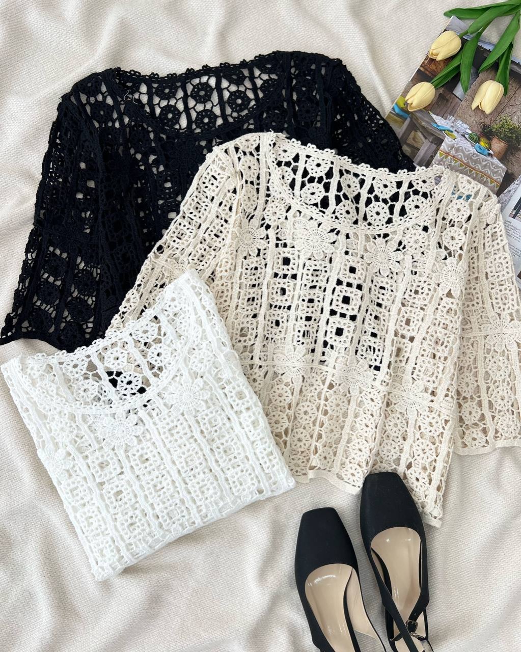 شومیز تمام قلاب بافی اورجینال کد 5029