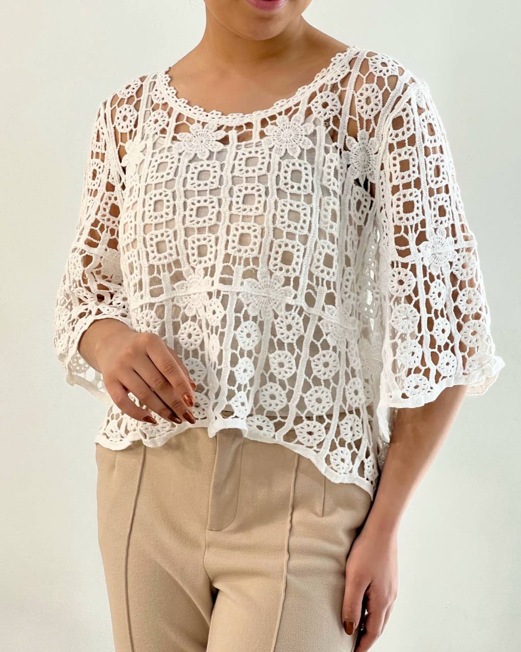 شومیز تمام قلاب بافی اورجینال کد 5029