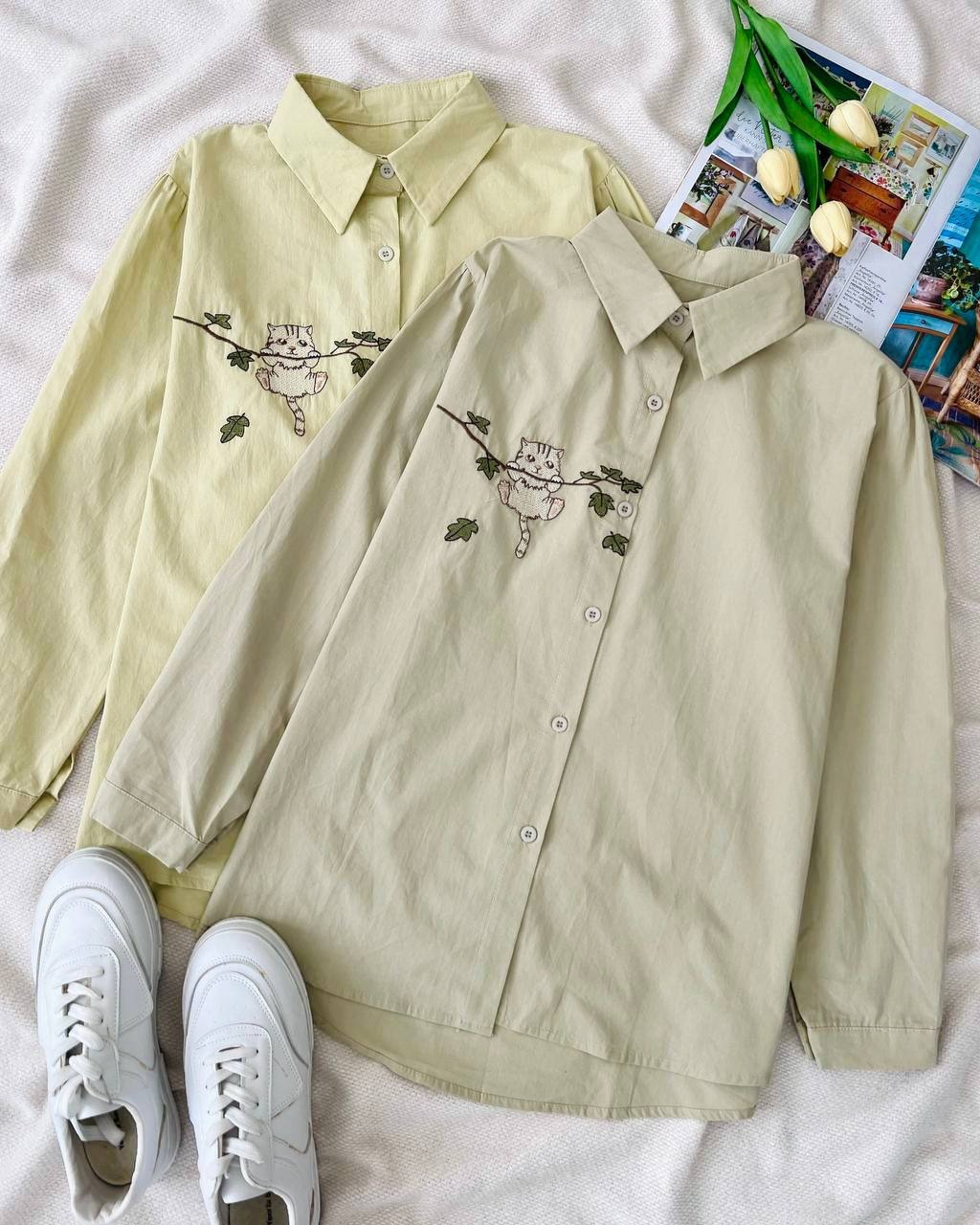 شومیز کتان گلدوزی میو کد 4620