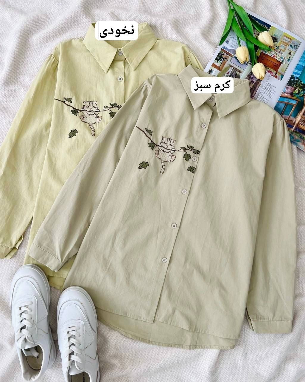 شومیز کتان گلدوزی میو کد 4620