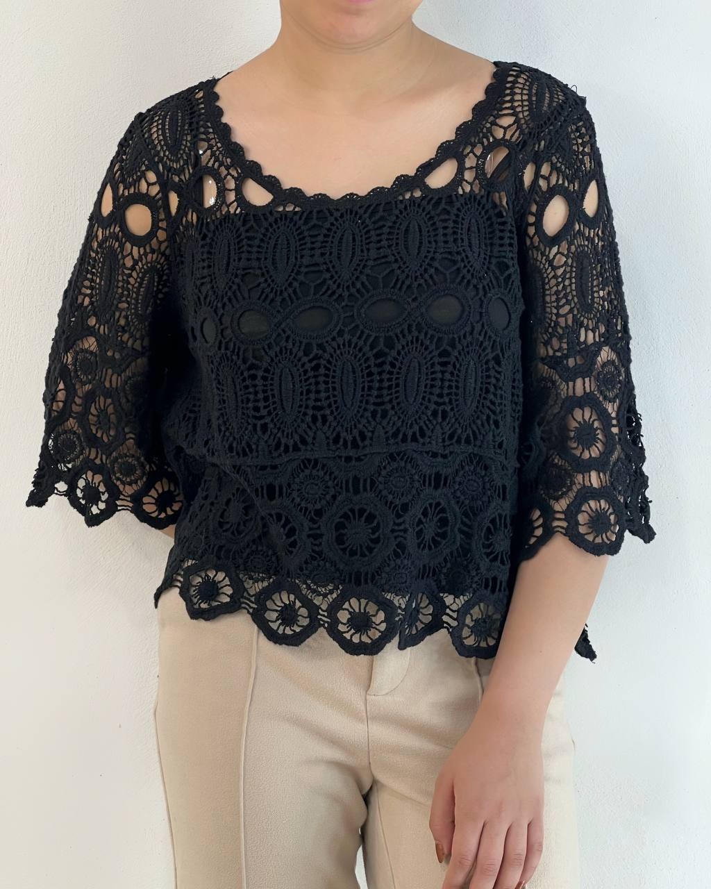 شومیز تمام قلاب بافی اورجینال 2 کد 5033