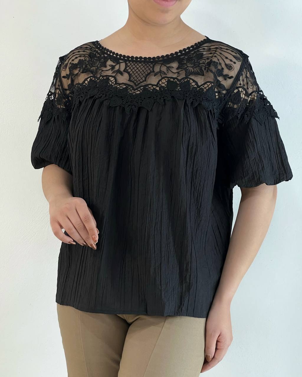 شومیز بالاتنه دانتل مشکی کد 5042