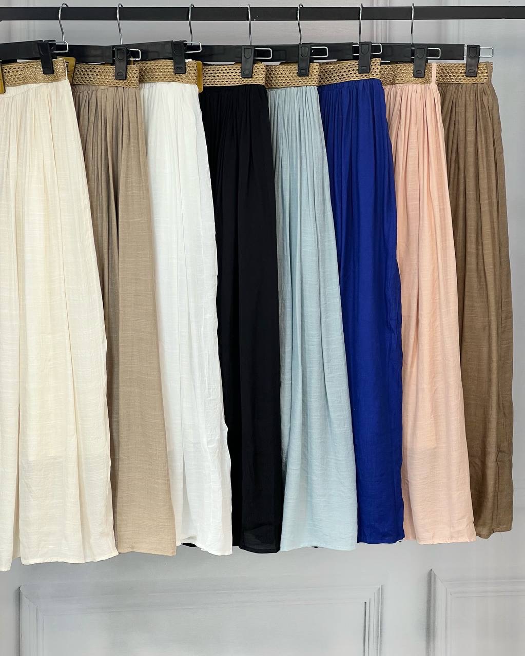 دامن تمام چین نخی بهمراه کمربند کد 5050