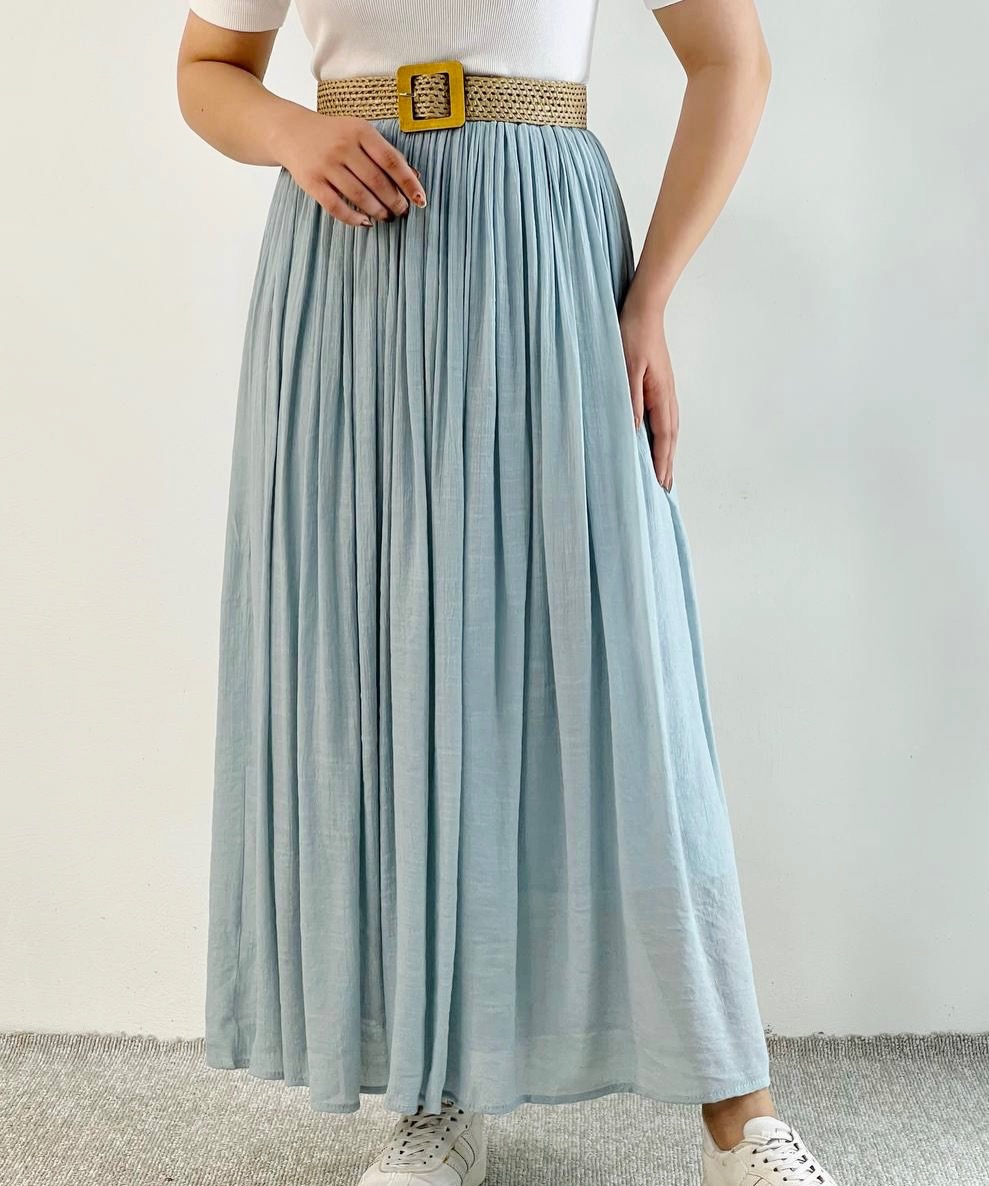 دامن تمام چین نخی بهمراه کمربند کد 5050