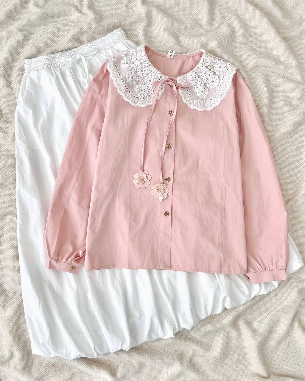 شومیز یقه خامه دوزی چهار رنگ کد 4632