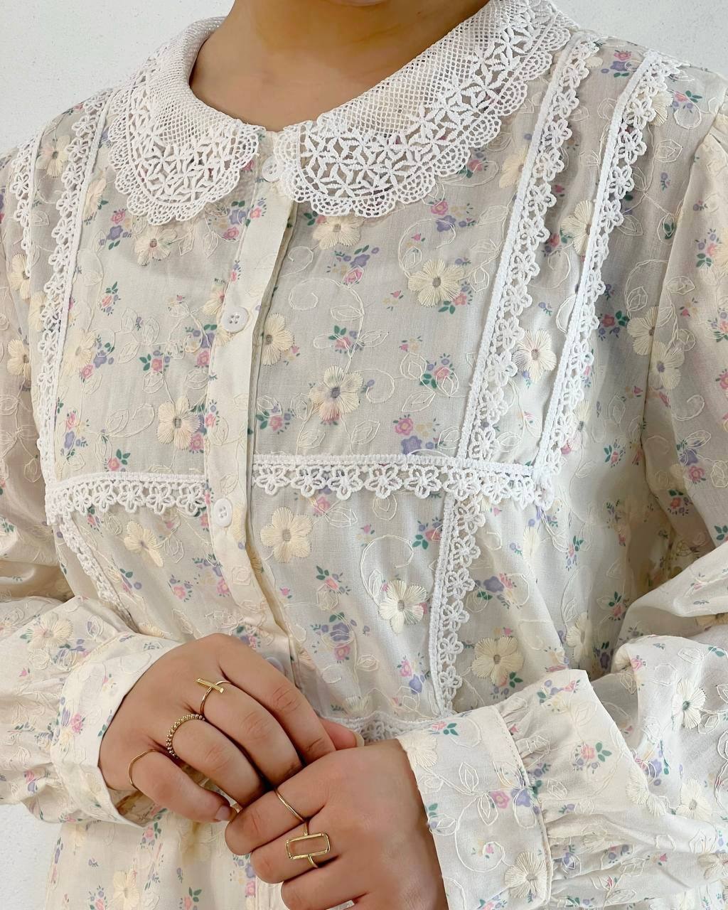 شومیز تمام خامه دوزی کد 5057