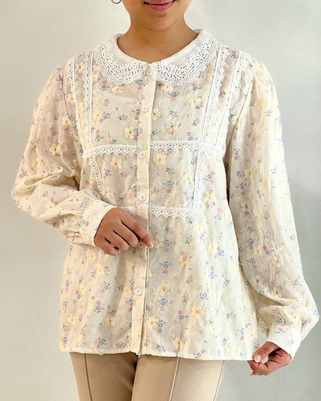 شومیز تمام خامه دوزی کد 5057