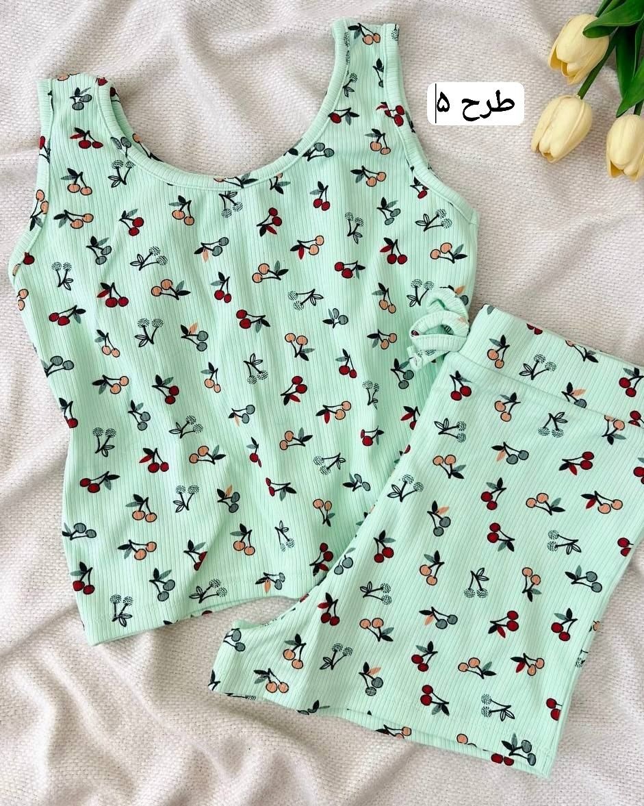 ست کراپ تاپ و شلوارک کبریتی کد 5058