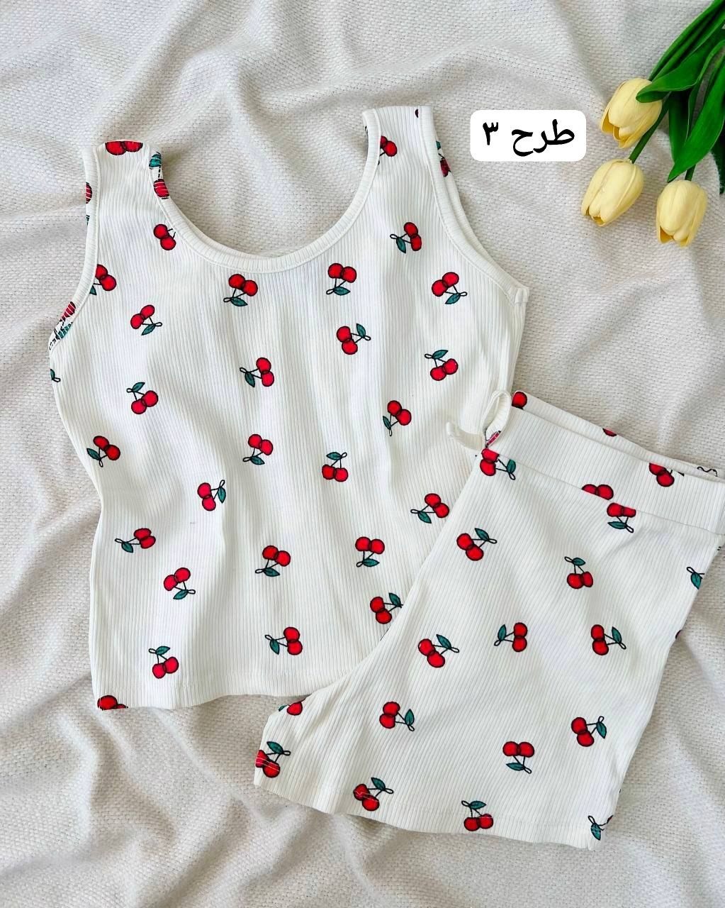ست کراپ تاپ و شلوارک کبریتی کد 5058