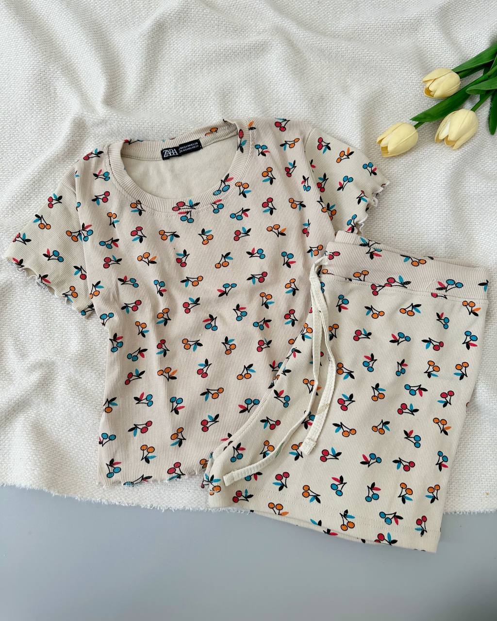 ست کراپ و شلوارک کبریتی کد 5065