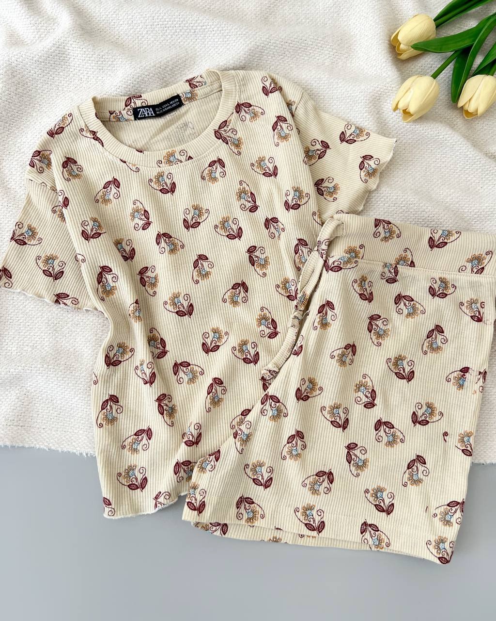 ست کراپ و شلوارک کبریتی کد 5065