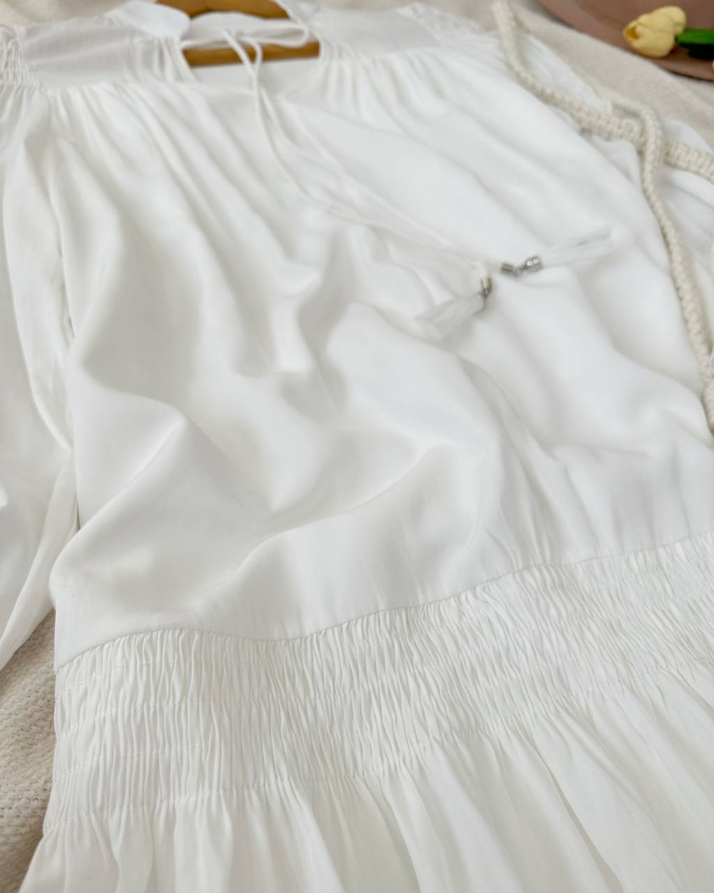 پیراهن سفید بلند کد 5067