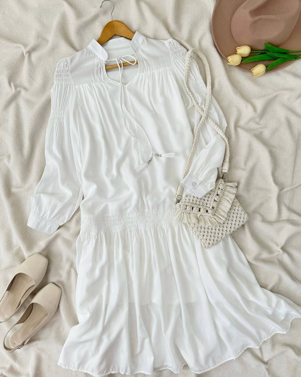 پیراهن سفید بلند کد 5067