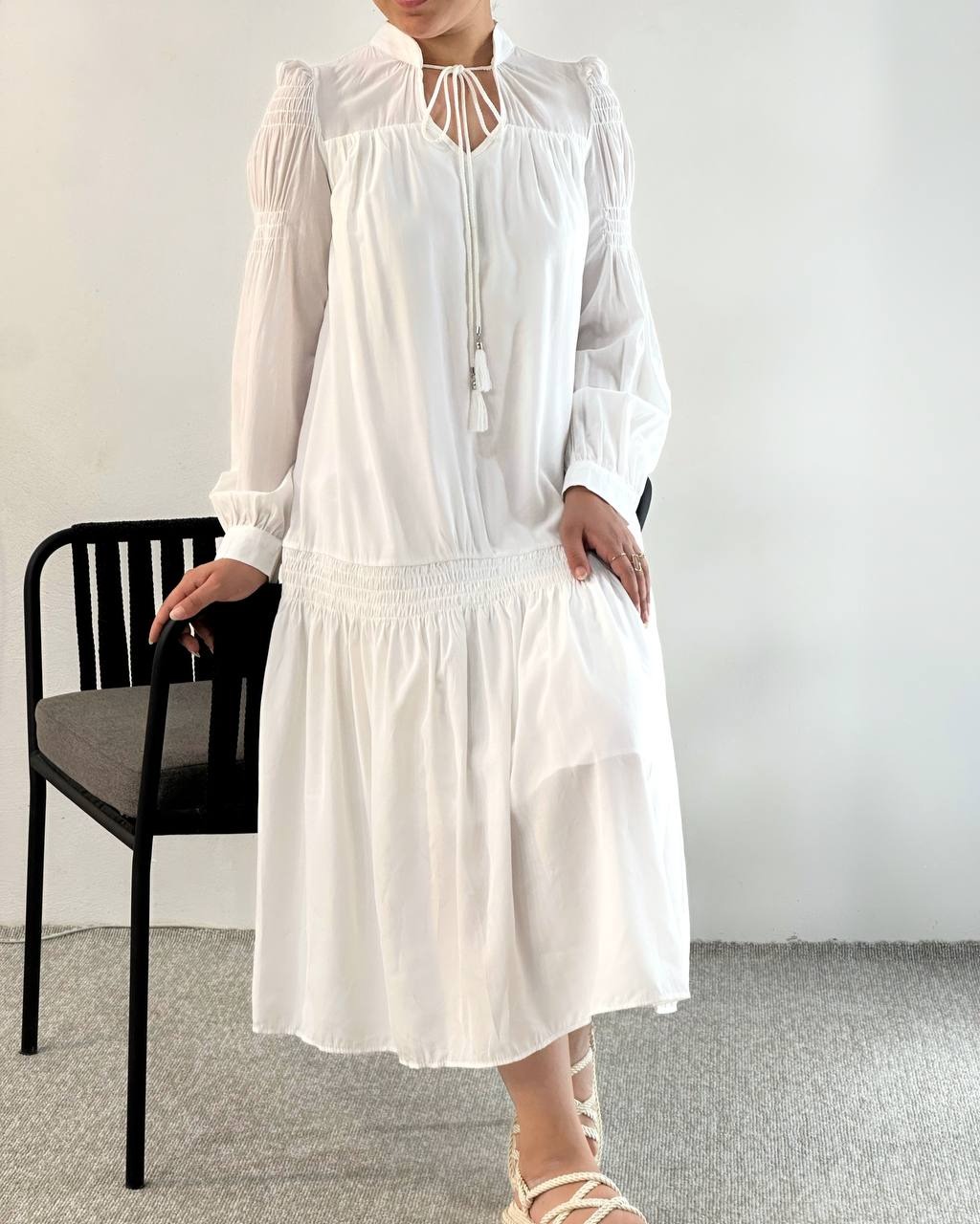 پیراهن سفید بلند کد 5067