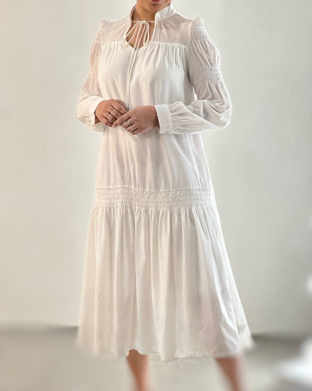 پیراهن سفید بلند کد 5067