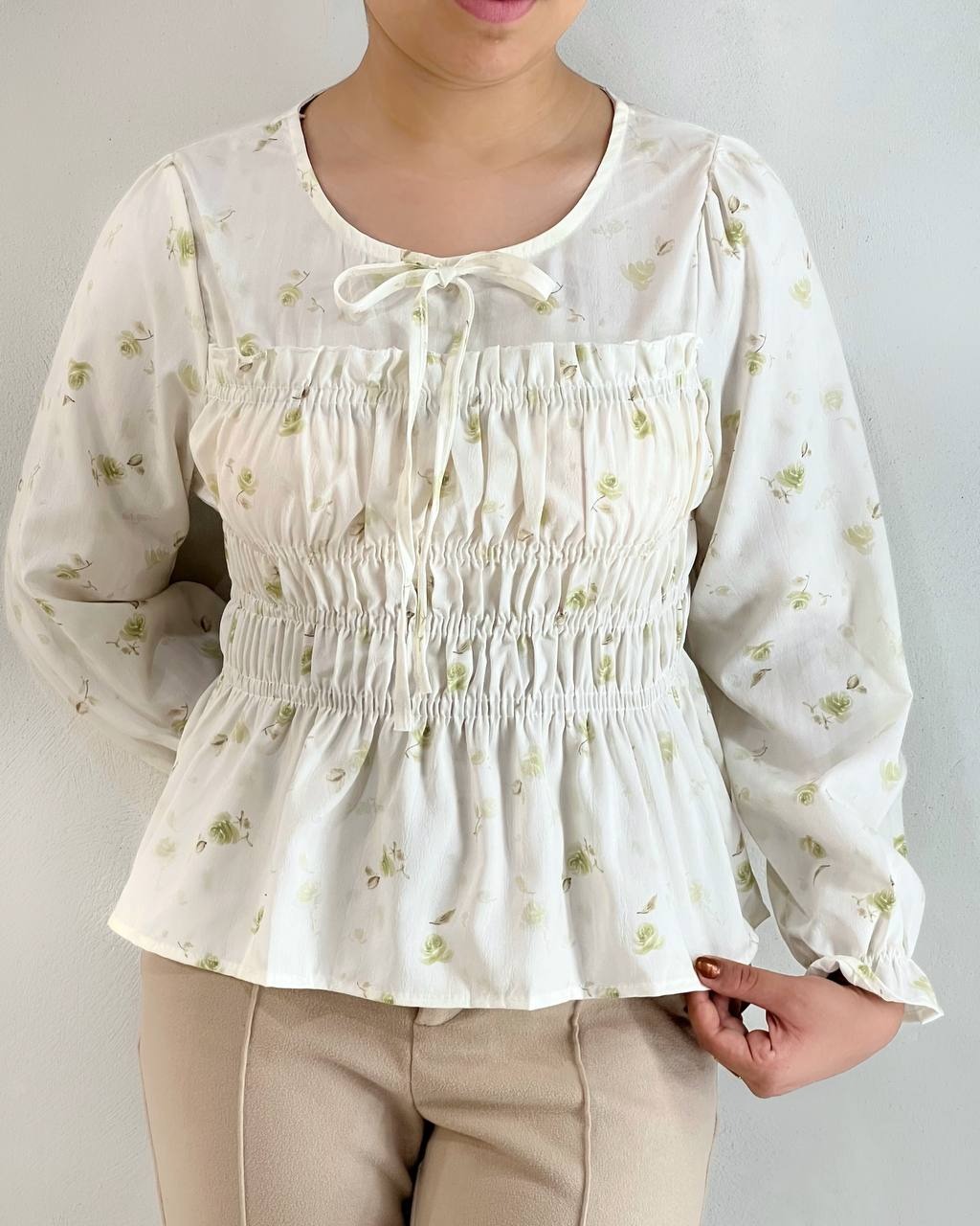 شومیز گل ریز کمر کش کد 5072