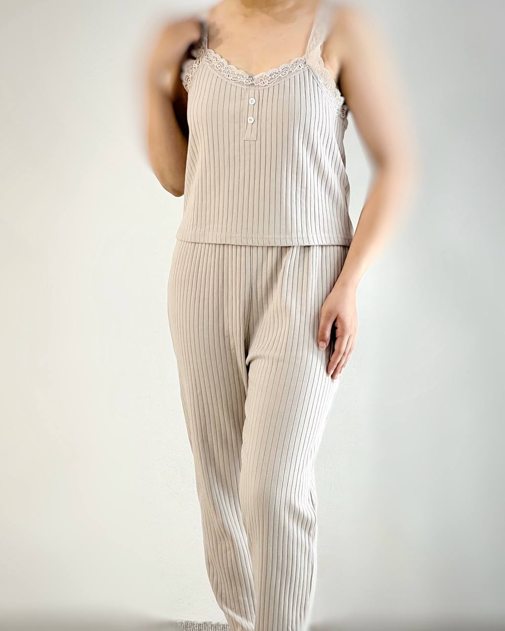 ست تاپ و شلوار لبه نوار کد 5080