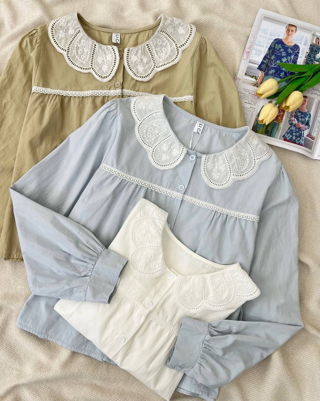 شومیز یقه ب ب سینه چین کد 5082