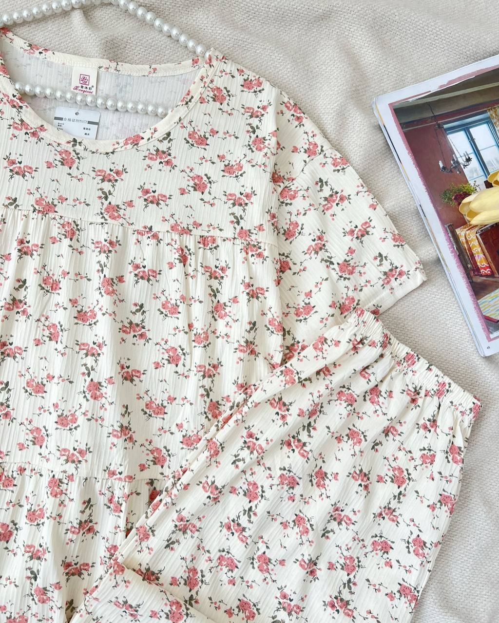 ست تیشرت و شلوار راحتی گل کد 5090