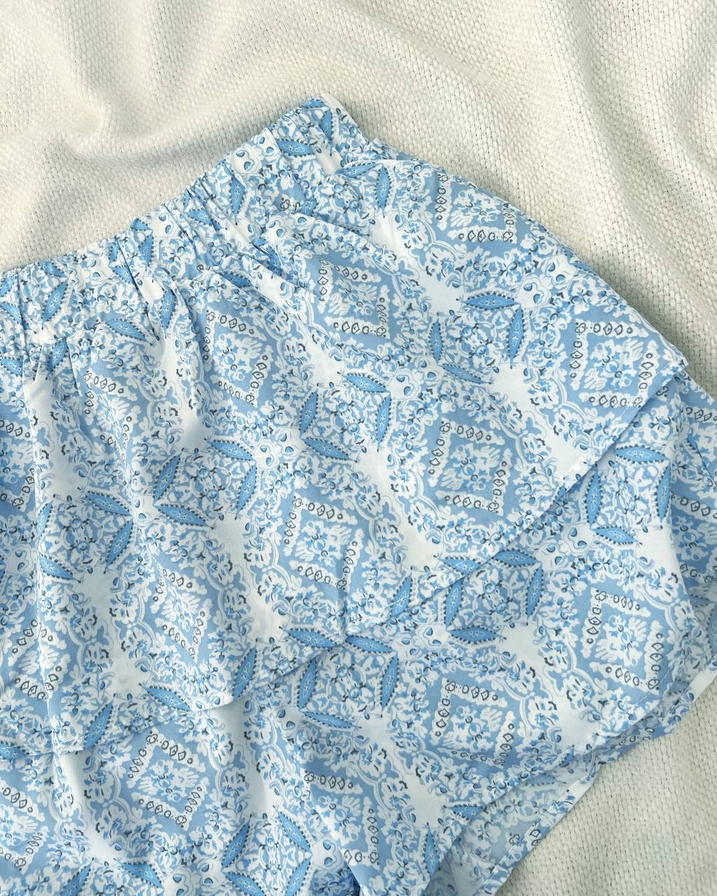 ست نیم تنه و شلوارک دامنی کد 5092