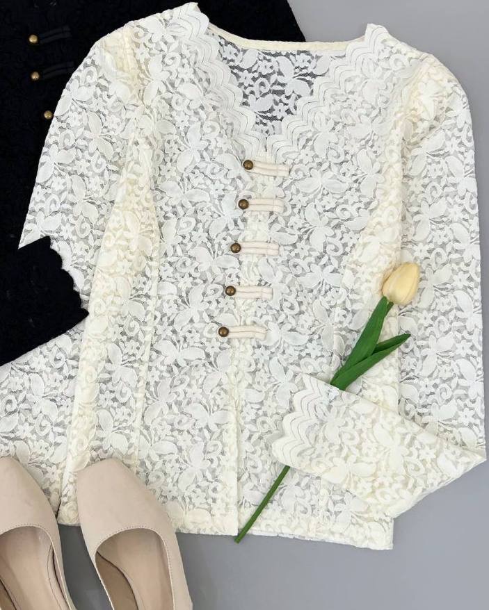 شومیز تمام دانتل تک رنگ کد 4708