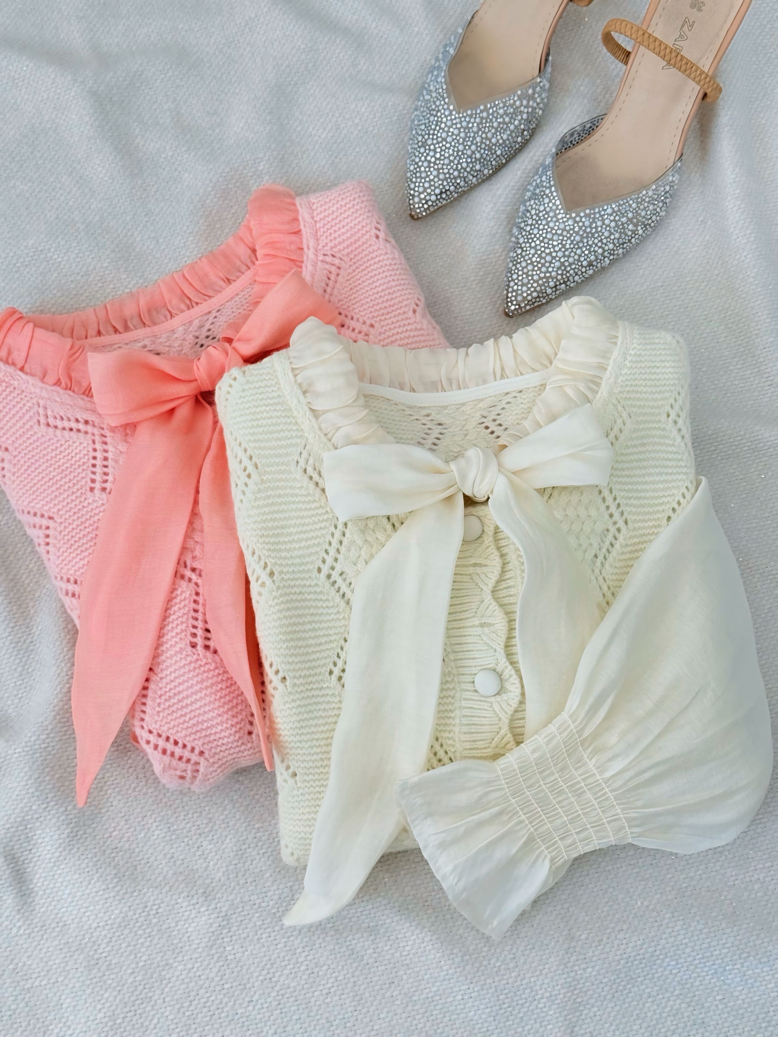 ژاکت بافت جلو دکمه یقه پاپیون کد 5099