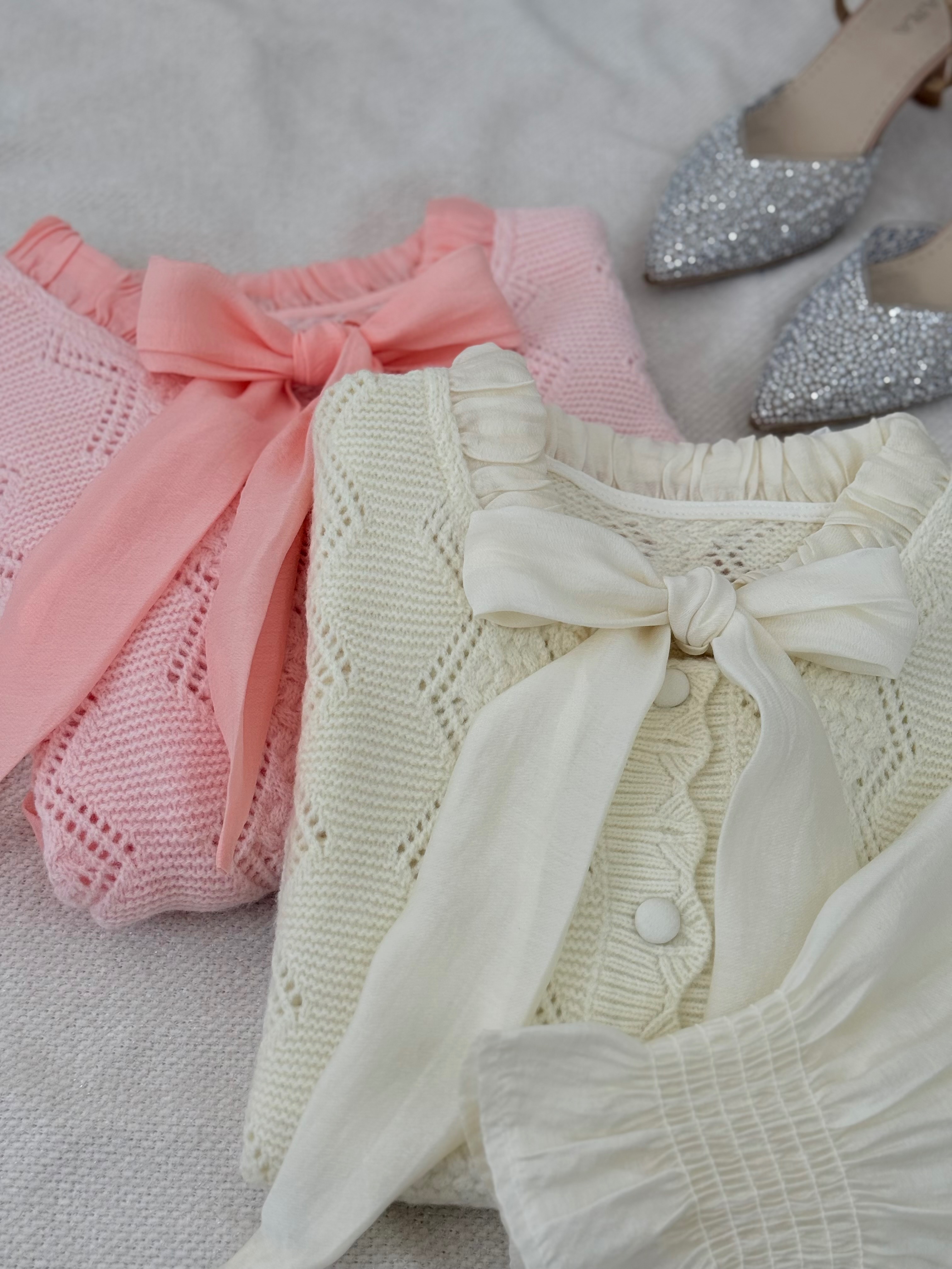 ژاکت بافت جلو دکمه یقه پاپیون کد 5099