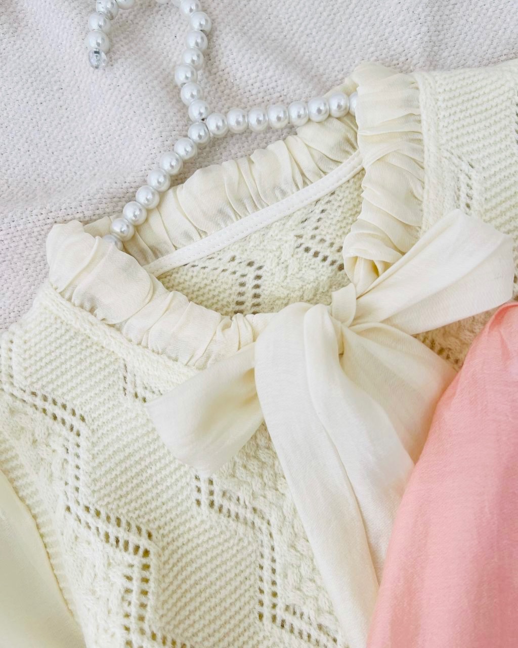 ژاکت بافت جلو دکمه یقه پاپیون کد 5099