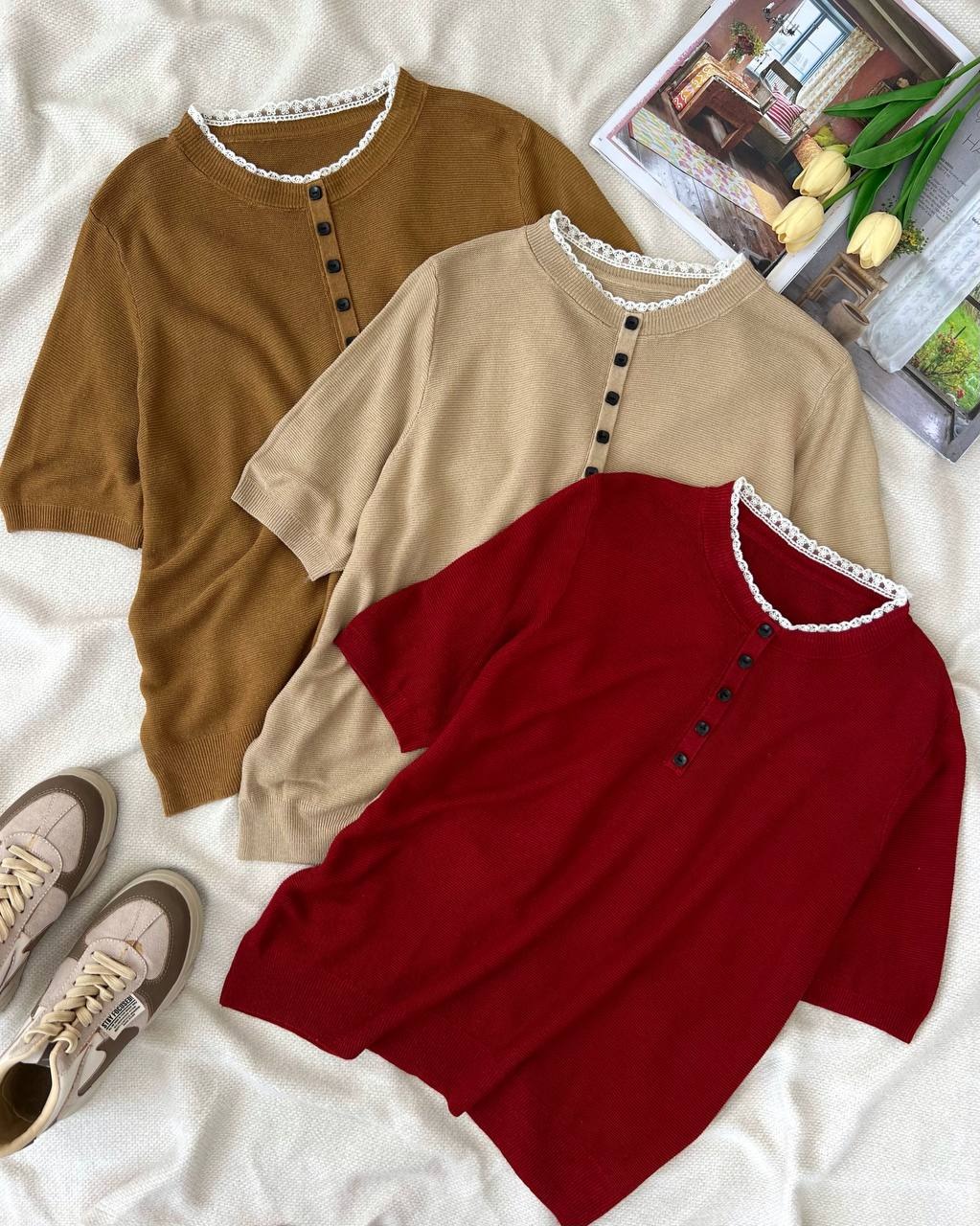 بلوز بافت آستین سه ربع کد 5100