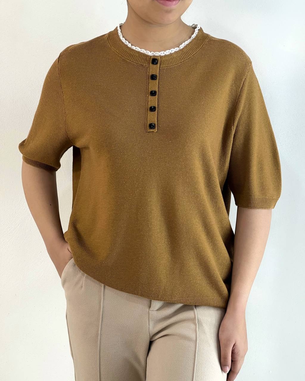 بلوز بافت آستین سه ربع کد 5100