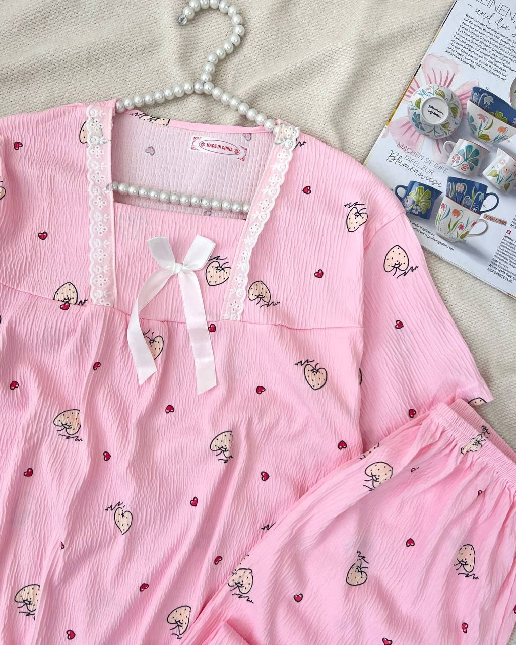 ست تیشرت و شلوار توت فرنگی کد 5110