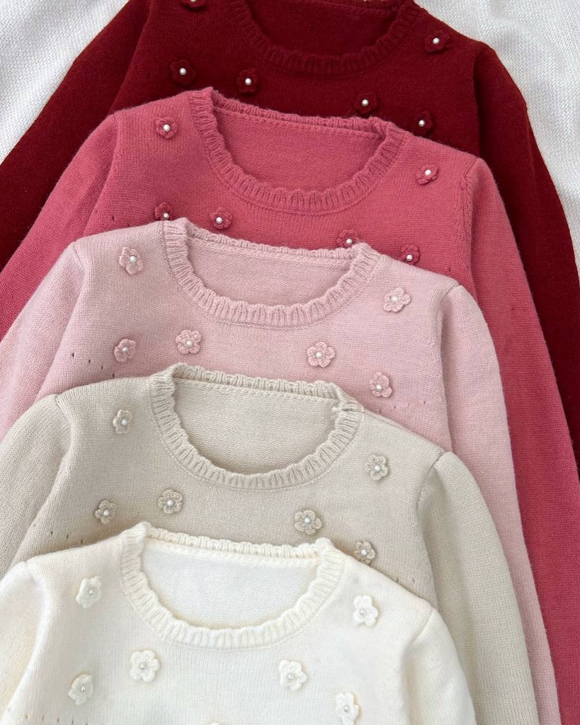 پلیور بافت شکوفه برجسته کد 5117