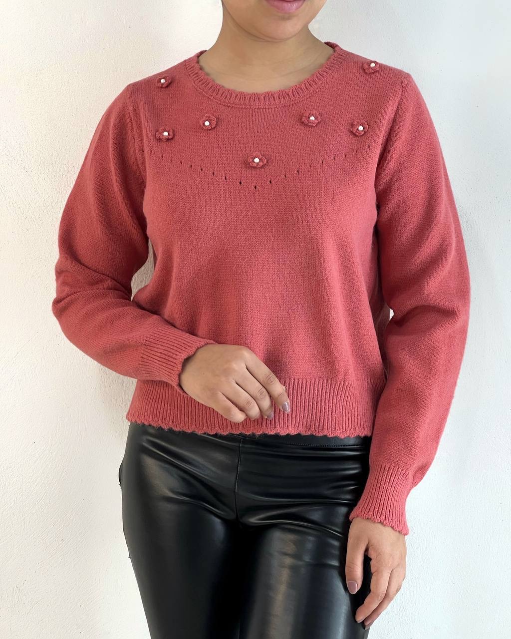 پلیور بافت شکوفه برجسته کد 5117