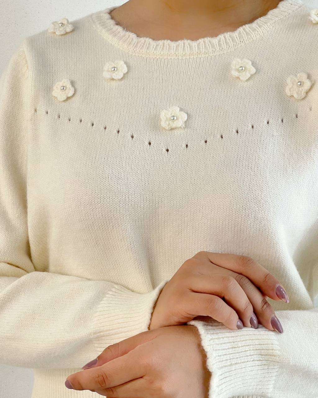 پلیور بافت شکوفه برجسته کد 5117