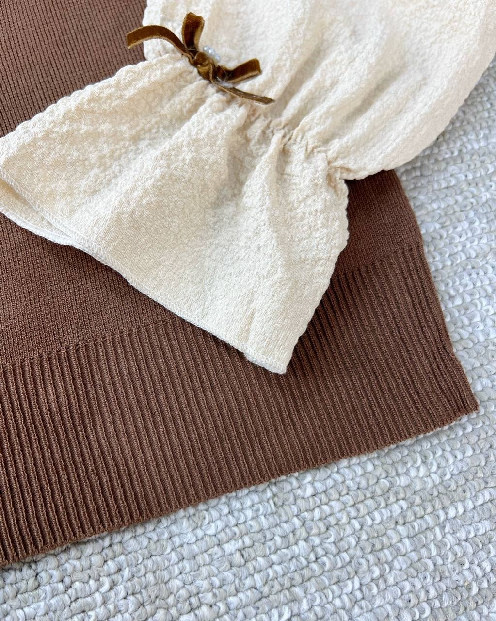 پلیور بافت مشکی/قهوه ای پاپیون کد 5121