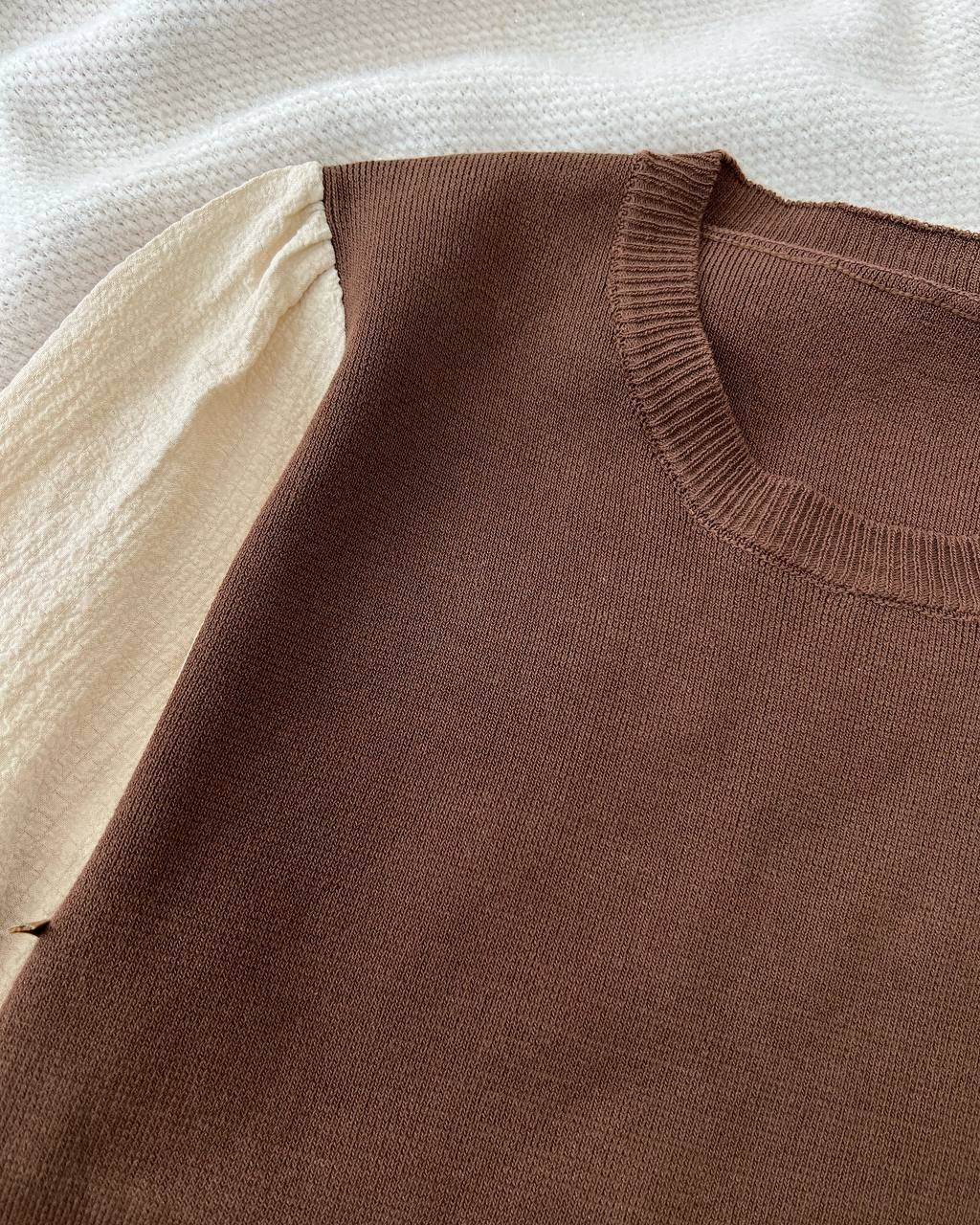 پلیور بافت مشکی/قهوه ای پاپیون کد 5121