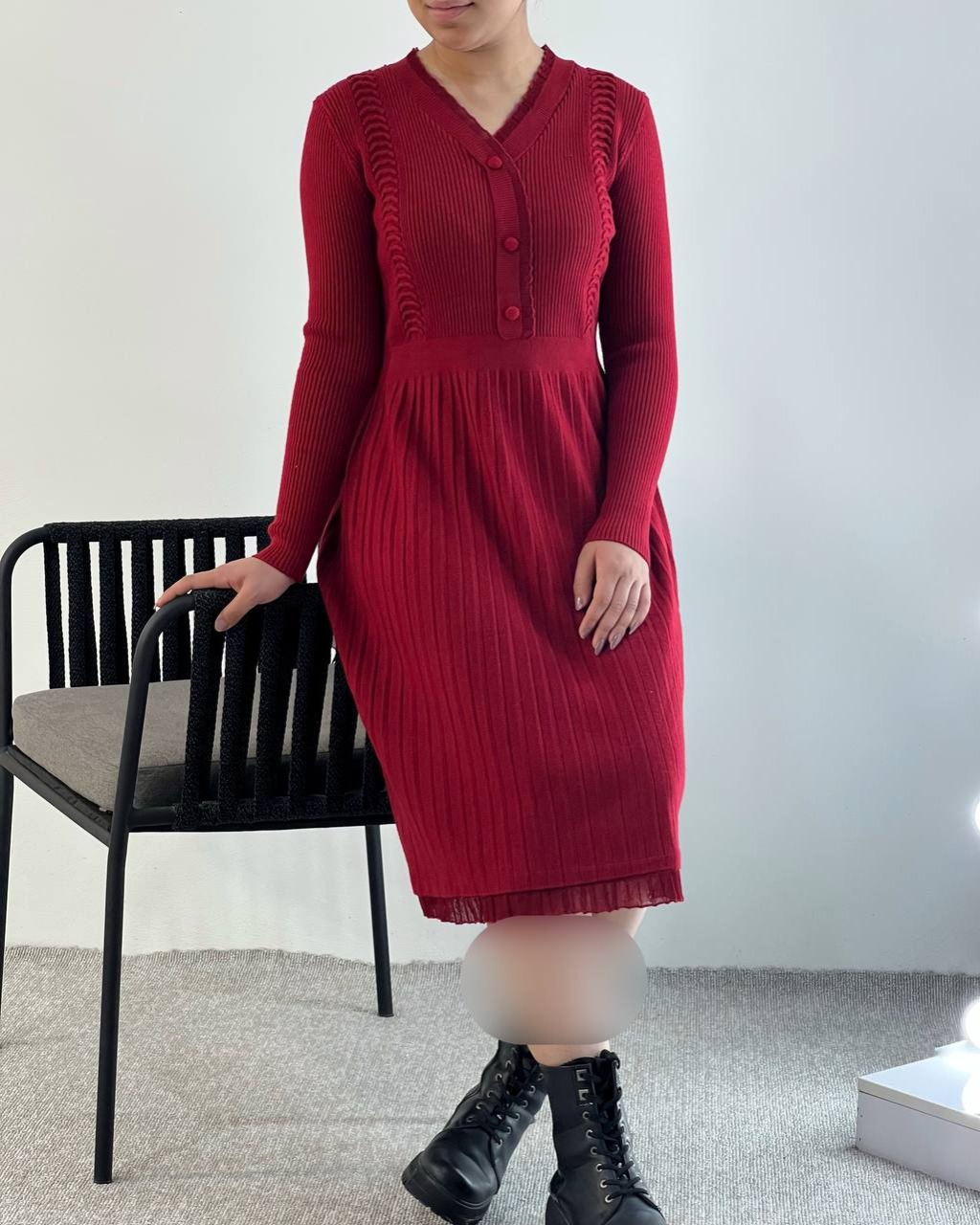 پیراهن بافت لبه تور دامن پلیسه کد 5122