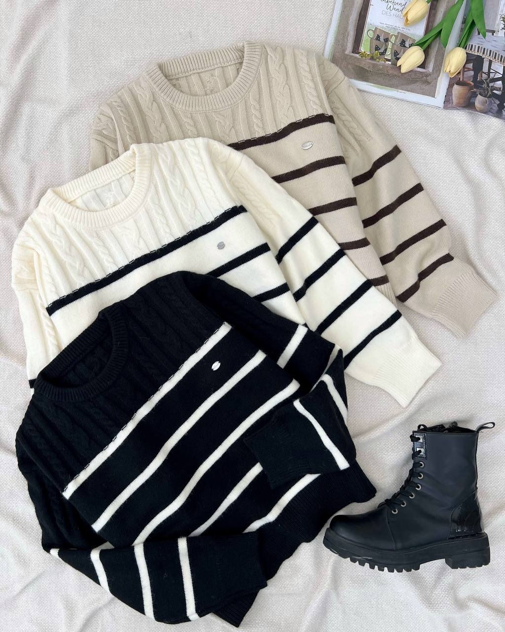 پلیور بافت راه راه زنجیری کد 5124