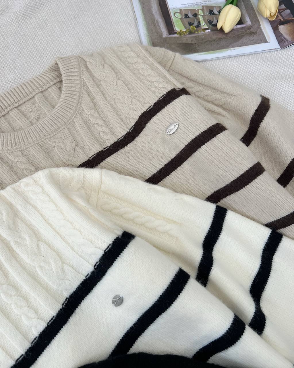 پلیور بافت راه راه زنجیری کد 5124