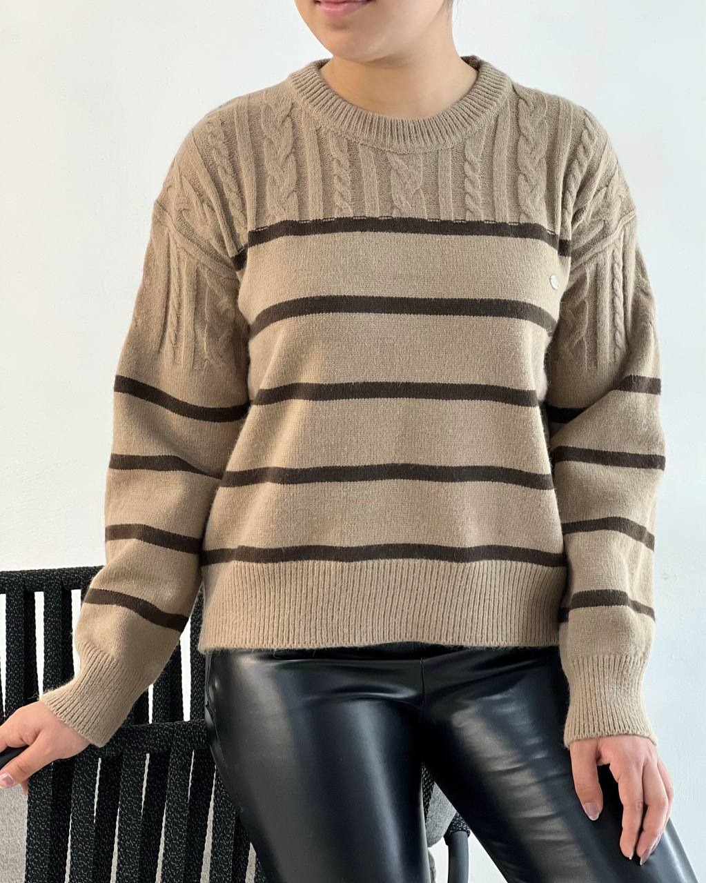 پلیور بافت راه راه زنجیری کد 5124