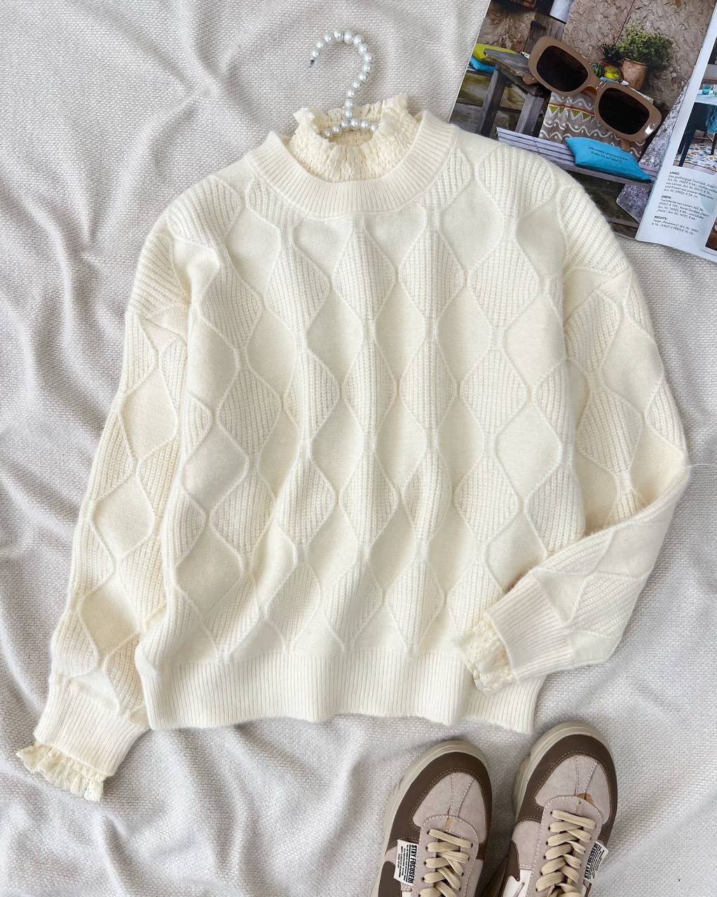 پلیور بافت تکرنگ گرم بالا کد 5127