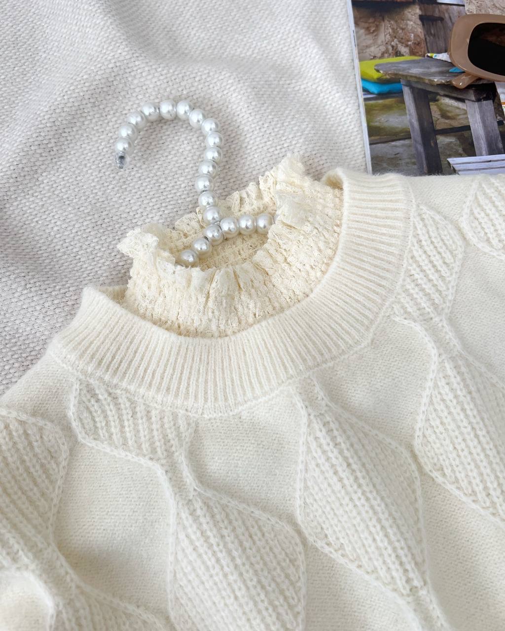 پلیور بافت تکرنگ گرم بالا کد 5127