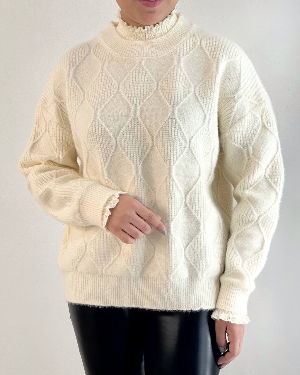 پلیور بافت تکرنگ گرم بالا کد 5127