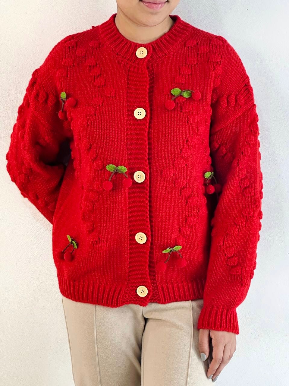 ژاکت بافت آلبالو کد 5128